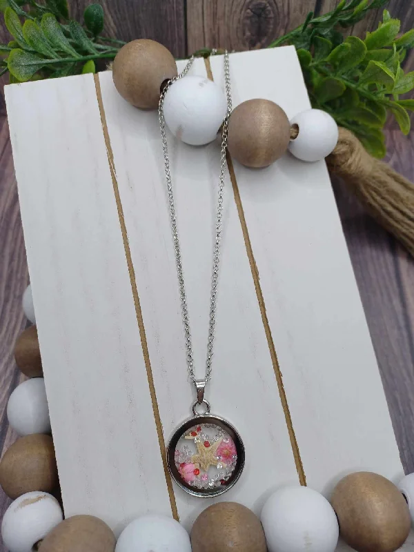 Christmas Warm Drinks Silver Necklace w/ Beach Themed Charm Pendant