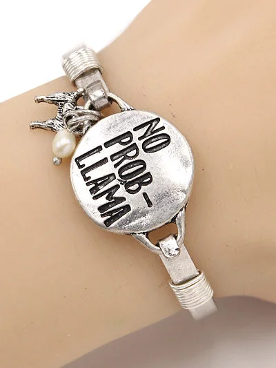 Silver No Prob-Llama Hook & Eye Bracelet