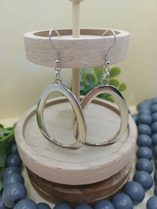 Christmas Winter Magic Silver Oval Earrings