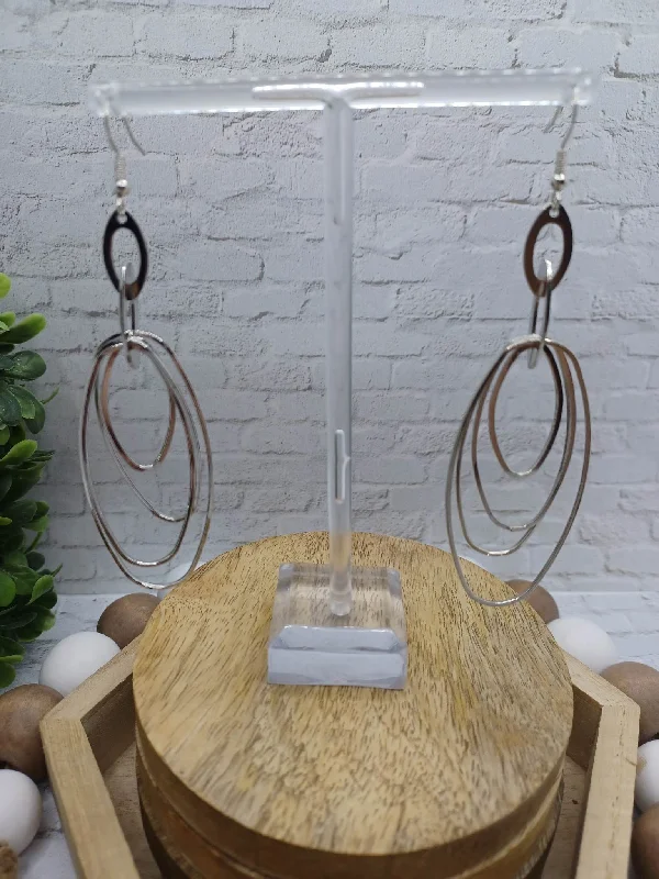 Christmas Winter Festival Silver Oval Style Earrings
