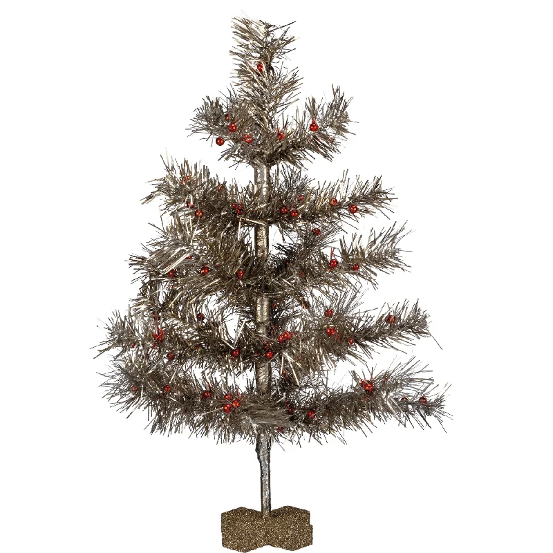 Christmas Green Wreath Silver Tinsel 18" Tree