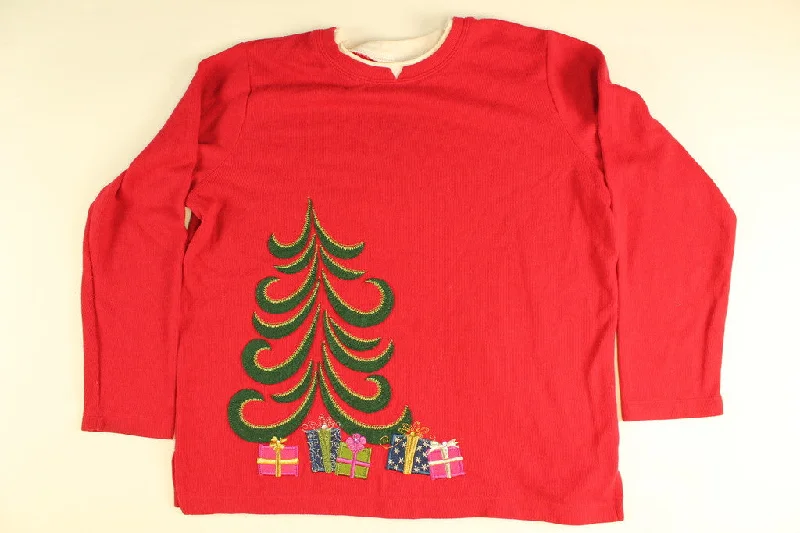 Christmas Snow Covered Roof Simple Presents- Large Christmas Sweater