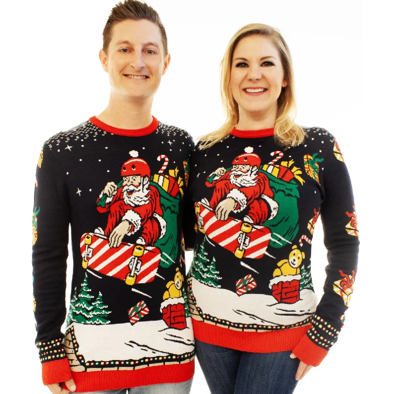 Christmas Cozy Evenings Skateboard Santa | Ugly Christmas Sweater For Men & Women | Unisex Sizing