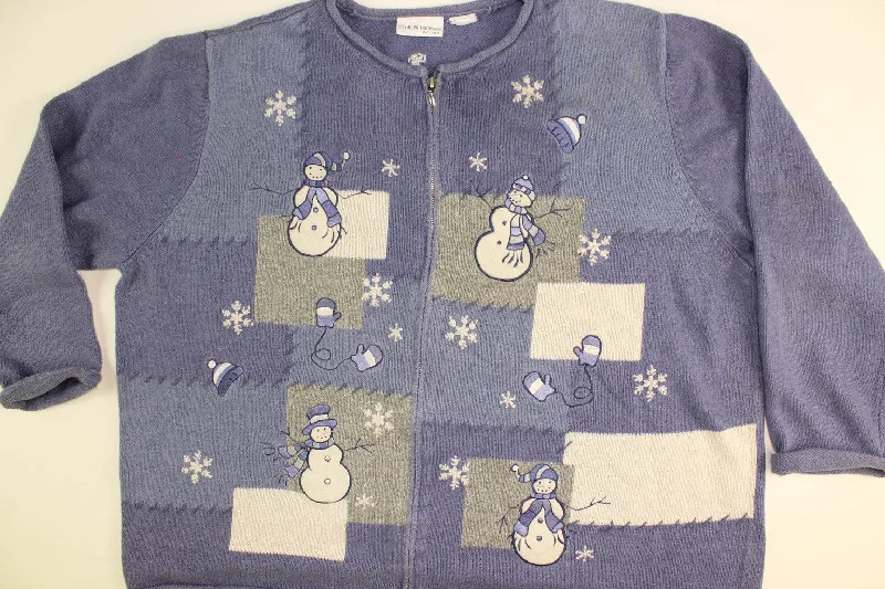 Christmas White Wonderland Snow Flurries Make Snowmen- XX Large Christmas Sweater