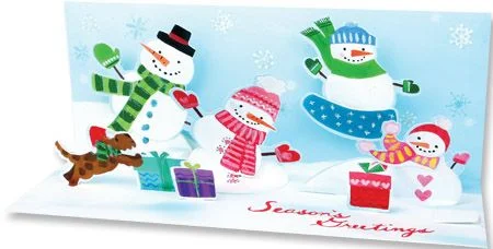 Snowman Family Holiday Pop-Up Panoramic Card