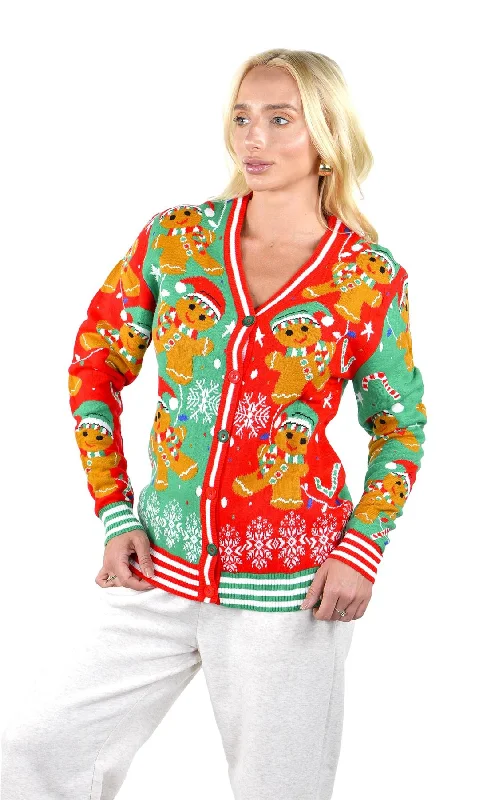 Christmas Santa Workshop SOCAL LOOK Woman Ugly Christmas Sweater Cardigan, Multicolor Funny Festive Cute Holiday Xmas Pullover