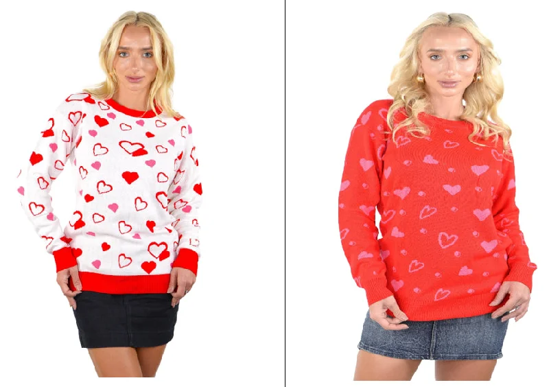 Christmas Tree Angel SOCAL LOOK Women Valentine Heart Sweater - Cute Casual Acrylic Pullover, Perfect for Valentine's Day