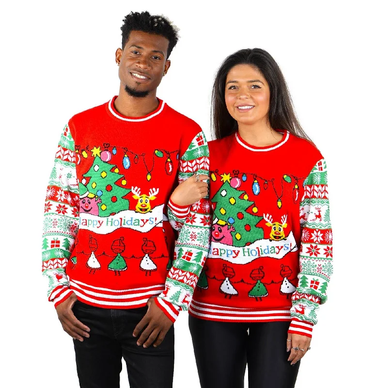 SOCAL LOOK Festive Ugliest Sweaters for Christmas - Red Pullover Cute Tacky Holiday Teens Funny Sweater for Big Boys & Girls