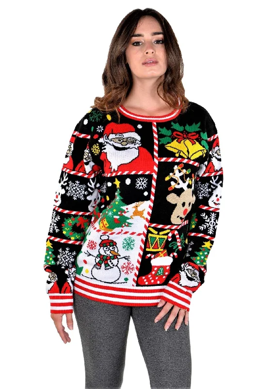 SOCAL LOOK Youth Ugly Christmas Sweater, Multicolor Long Sleeve Unisex Teen Festive Cute Santa Holiday Xmas Pullover for Big Boys and Girls