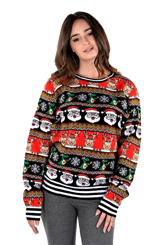 SOCAL LOOK Multicolor Unisex Youth Festive Ugly Christmas Sweater Funny Cute Santa Holiday Xmas Pullover for Big Boys & Girls