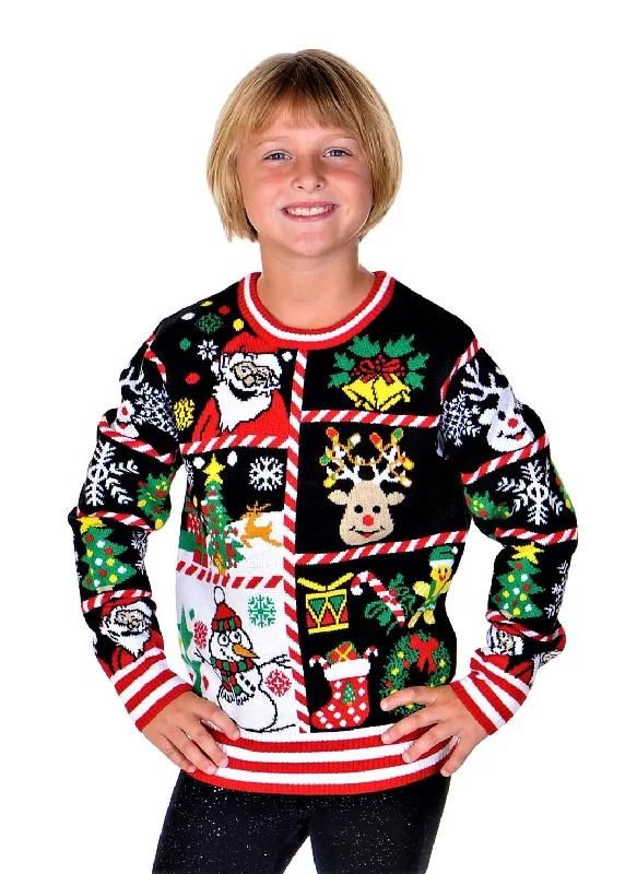 Christmas Gift Wrapping Ideas SOCAL LOOK Kids Ugly Christmas Sweater - Multicolor Long Sleeve Unisex Children Cute Festive Holiday Xmas Pullover for Boys & Girls