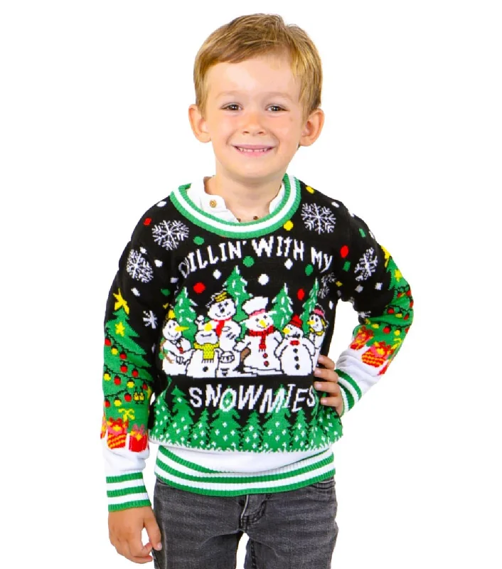 SOCAL LOOK Kids Snowman Christmas Ugliest Sweater - Cute Pullover Festive Style Funny Xmas Sweater for Kids