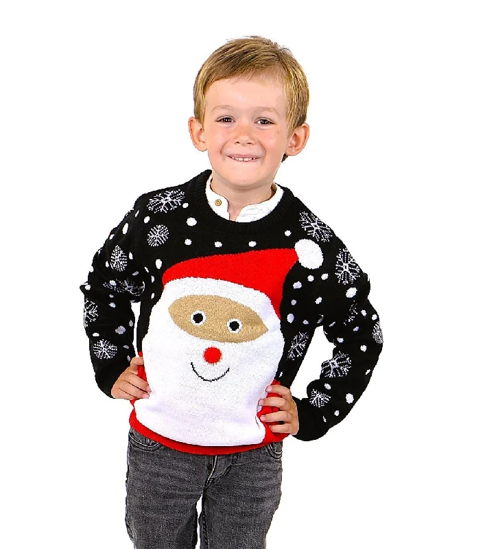 Christmas Beautiful Pine Trees SOCAL LOOK Ugly Christmas Sweater for Kids - Black Long Sleeve Unisex Children Funny and Festive Cute Santa Holiday Xmas Pullover for Boys & Girls