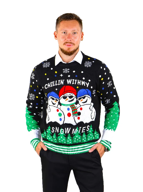 SOCAL LOOK Ugly Christmas Sweater for Men, Long Sleeve Multicolor Funny Cute Snowman Best Holiday Xmas Pullover