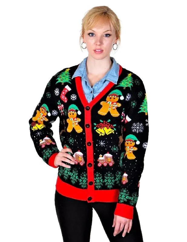 SOCAL LOOK Ugly Christmas Sweater Cardigan for Women, Multicolor Long Sleeve Cute Festive Holiday Xmas Pullover