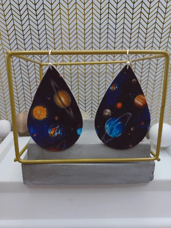 Christmas Nostalgic Moments Solar System Leather Style Earrings