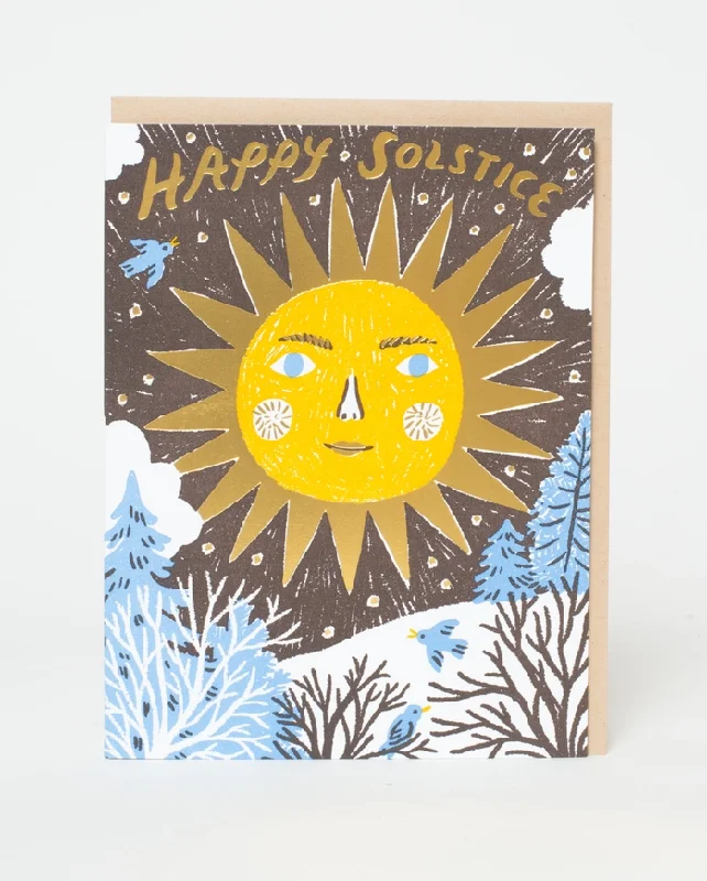 Christmas Cozy Fireplace Solstice Sun Greeting Card