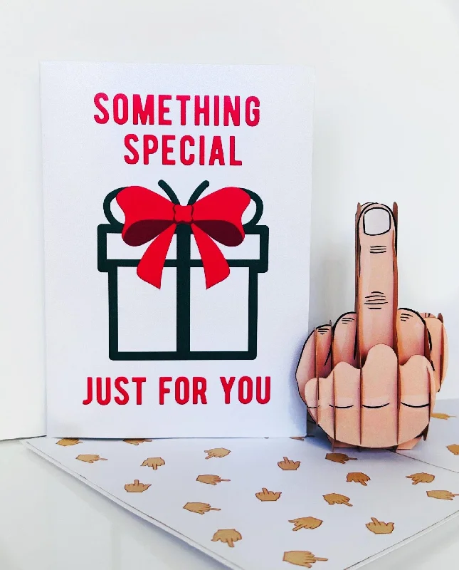 Christmas Reindeer Bells Something Special Just For You Middle Finger Pop Up Card