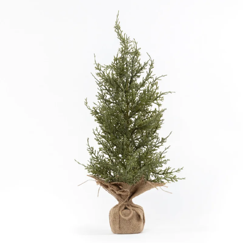 Christmas Santa Workshop Sparkly 19" Pine Tree With Burlap Base