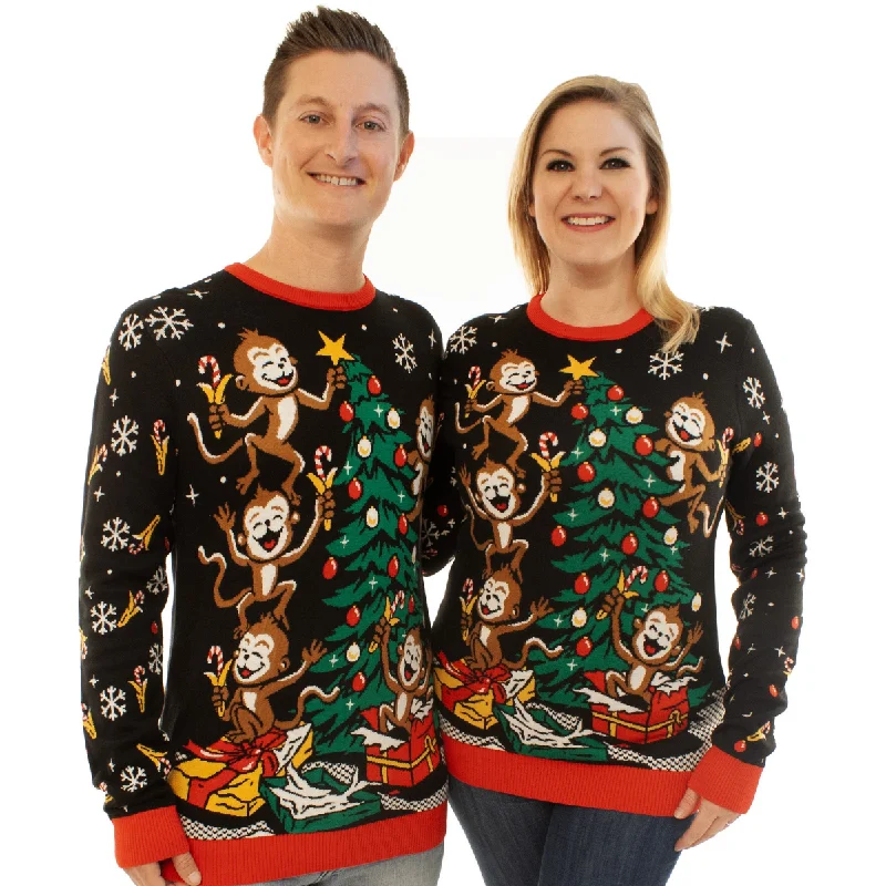 Christmas Holiday Candlelight Spider Monkeys | Ugly Christmas Sweater For Men & Women | Unisex Sizing