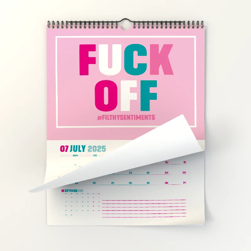 Christmas Classic Festivities Colourful Pink 2025 Filthy Sentiments Wall Calendar