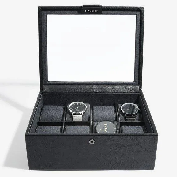 Christmas Magical Experience Stackers Black 8 Piece Watch Box 75401 Vegan Leather