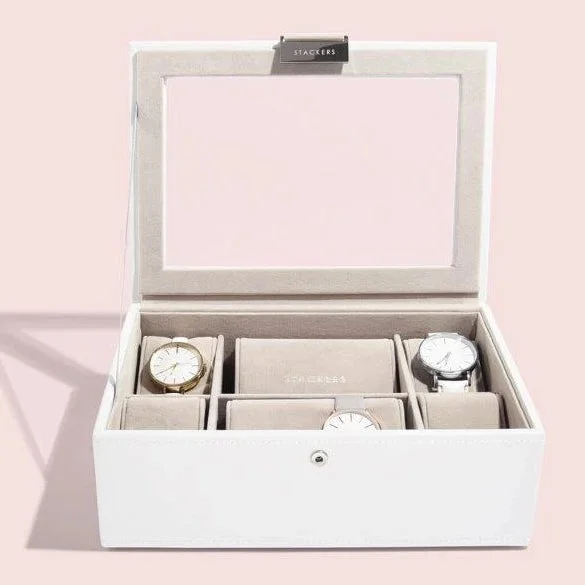 Christmas Hot Cocoa Stackers Classic White Leather Watch Box 73593