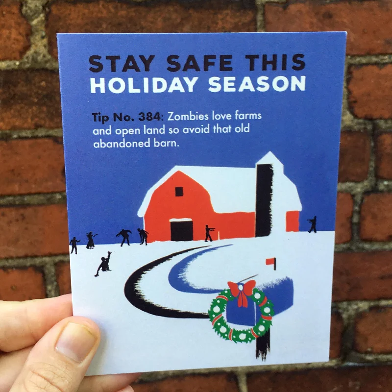 Christmas Outdoor Lights Stay Safe Zombies Holiday Card