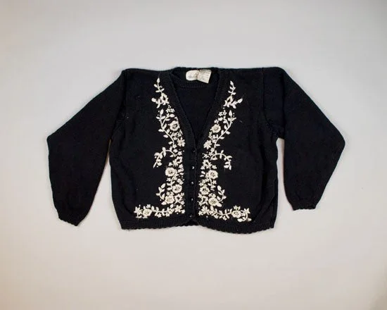 Stitched Poinsettias-Small Christmas Sweater