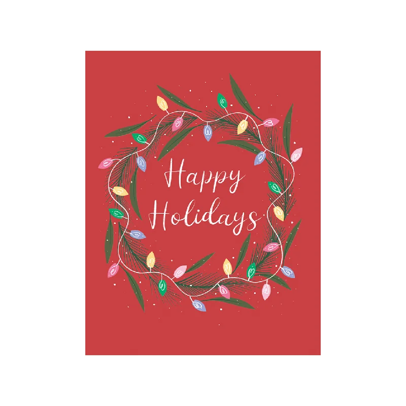 Christmas Handmade Crafts String Light Wreath Christmas Card - Boxed Set