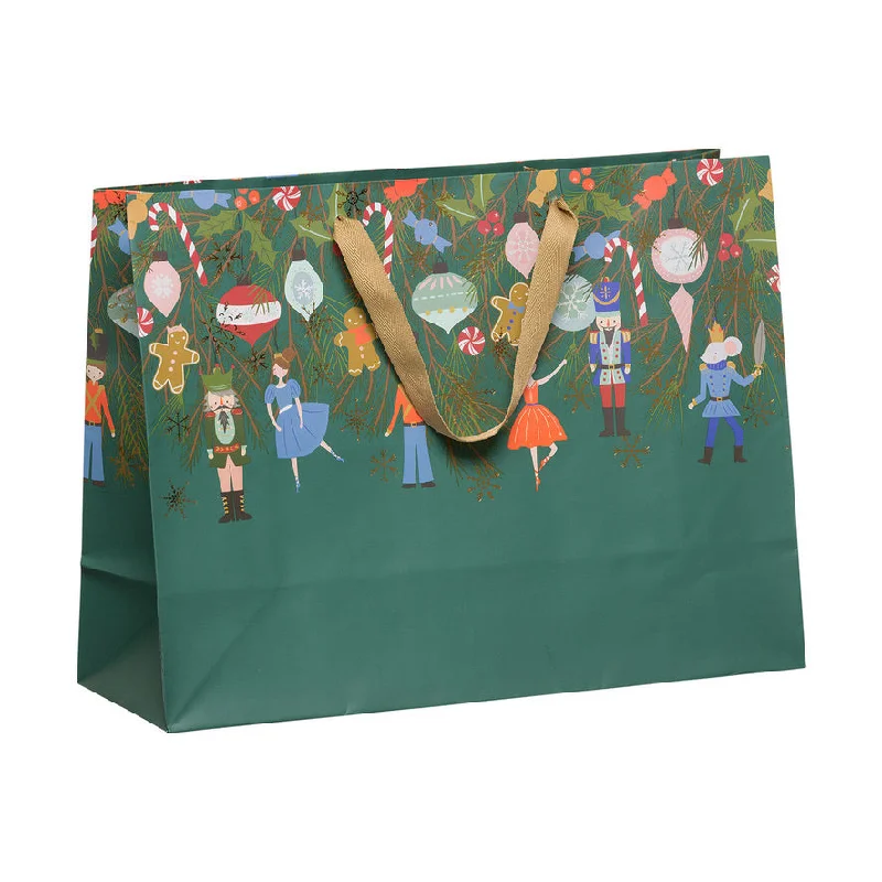 Christmas Gingerbread Delights Sugar Plum Gift Bag - Forest Green Large