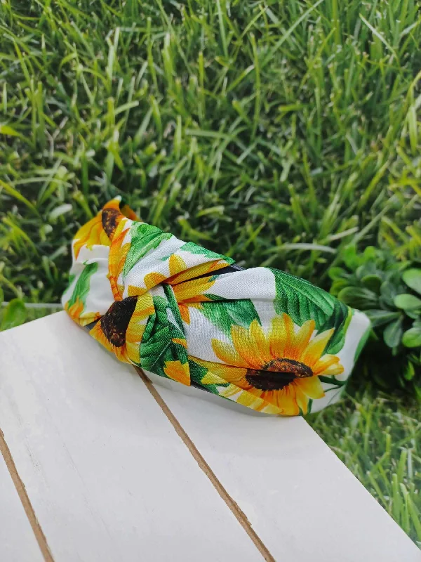 Christmas Cozy Evenings Sunflower Headband - White