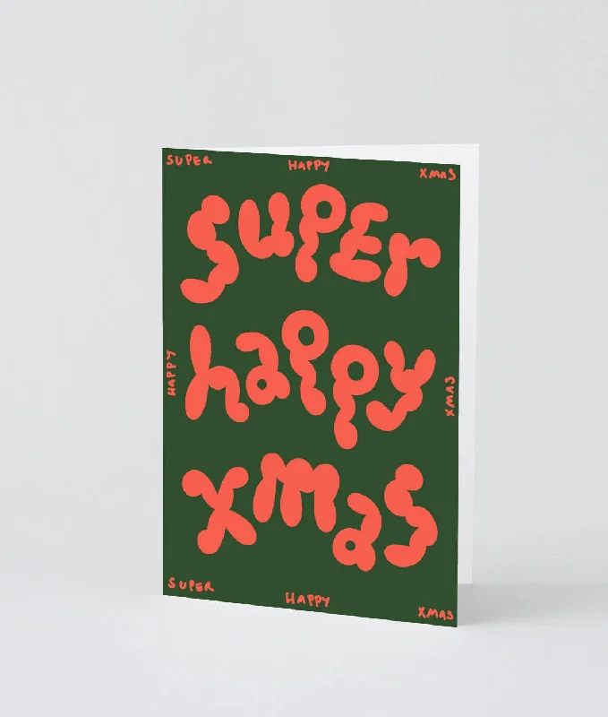 'Super Happy Xmas' Embossed Holiday Greeting Card