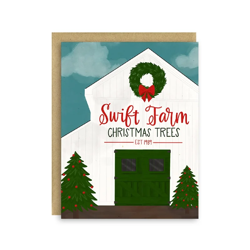 Christmas Snowfall Scene Swift Tree Farm Christmas Card