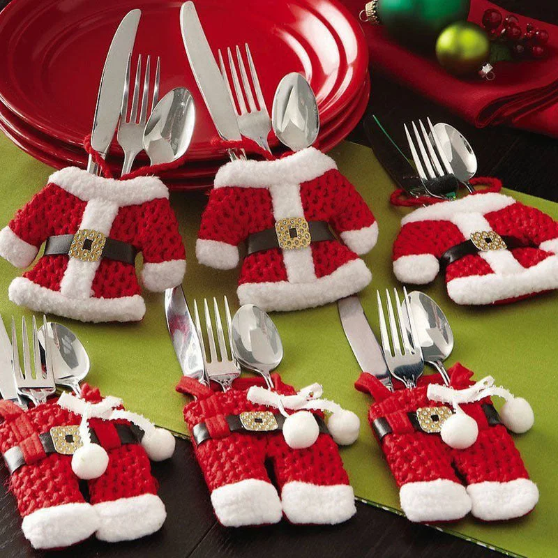 Christmas Tree Angel Tableware Holder Knife Fork Cutlery
