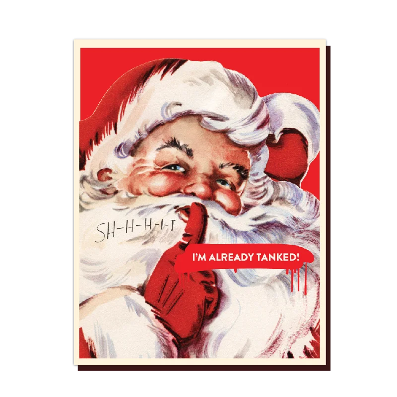 Christmas Snowy Windows Tanked Santa Card
