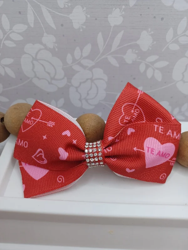Christmas Gift Wrapping Ideas Te Amo Red Hair Accessory w/ Pink Hearts