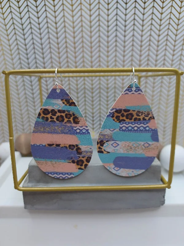 Christmas Beautiful Pine Trees Teal, Pink, Blue, & Leopard Earrings