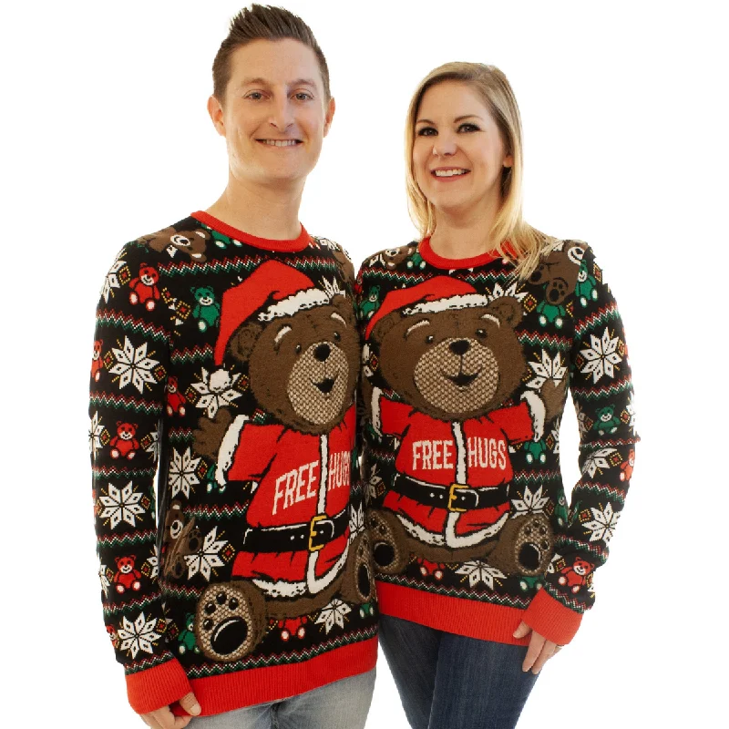 Christmas North Pole Teddy Bear - Free Hugs | Ugly Christmas Sweater For Men & Women | Unisex Sizing