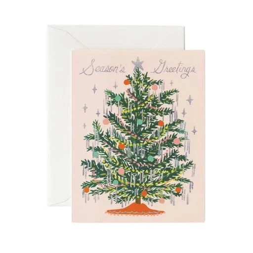 Christmas Chilly Snowfall Tinsel Tree Holiday Card