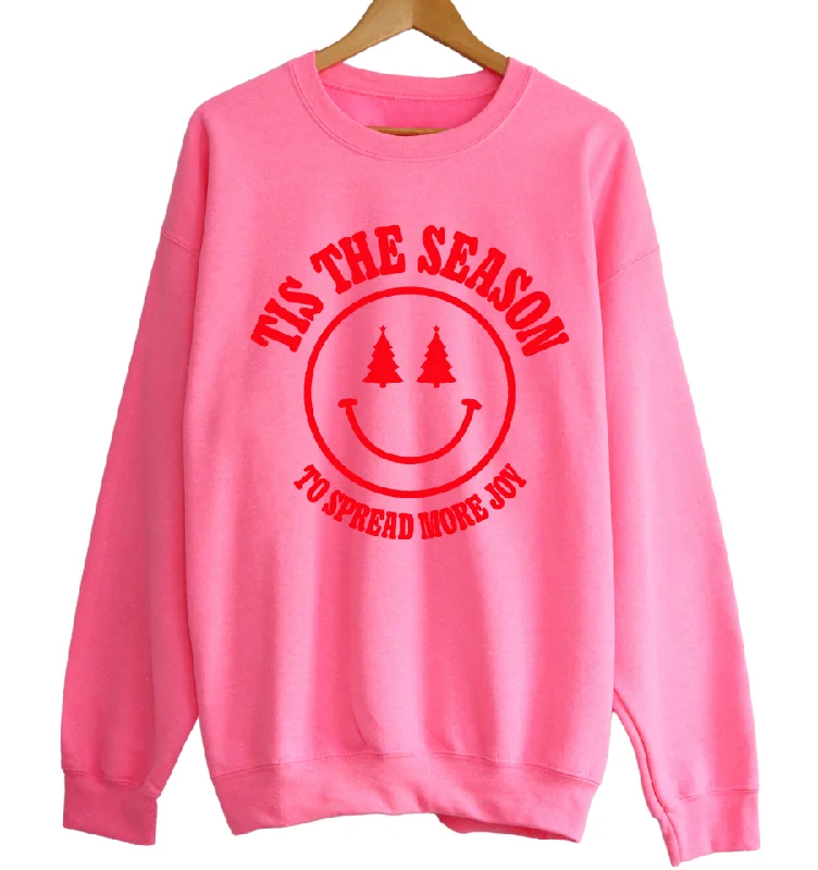 TIS THE SEASON TO SPREAD MORE JOY Unisex Pullover - Neon Pink