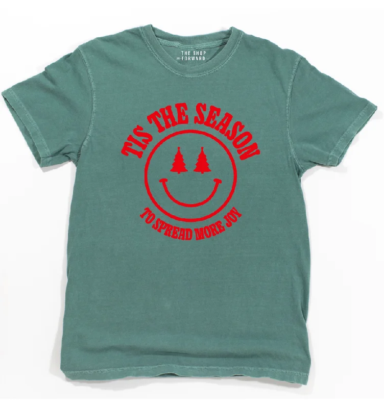 TIS THE SEASON TO SPREAD MORE JOY Unisex Tee - Vintage Forest Green