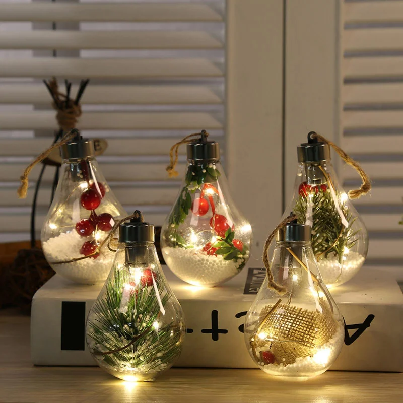 Christmas Ice Decorations Transparent LED Luminous Hanging  Night Light Ball