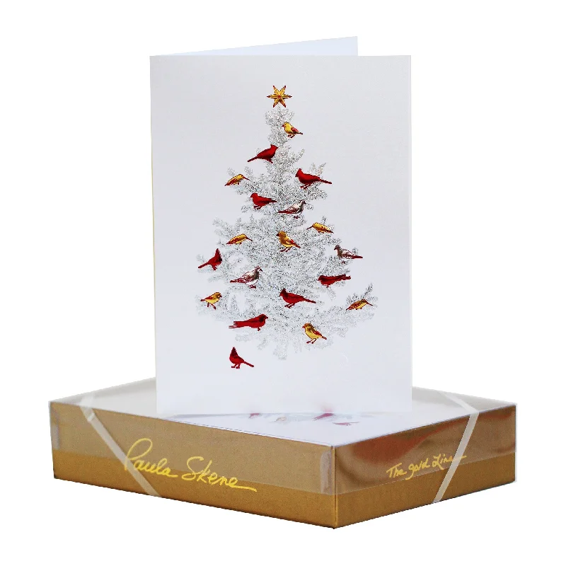 Snowy Tree with Birds Holiday Cards, Set of 8