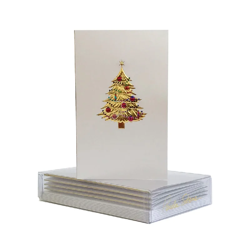 Gold Tree with Ornaments Mini Note Cards, Set of 8