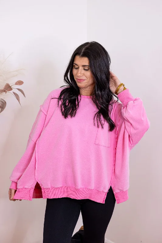 Christmas Snowy Windows Trending On Washed Pink Pullover