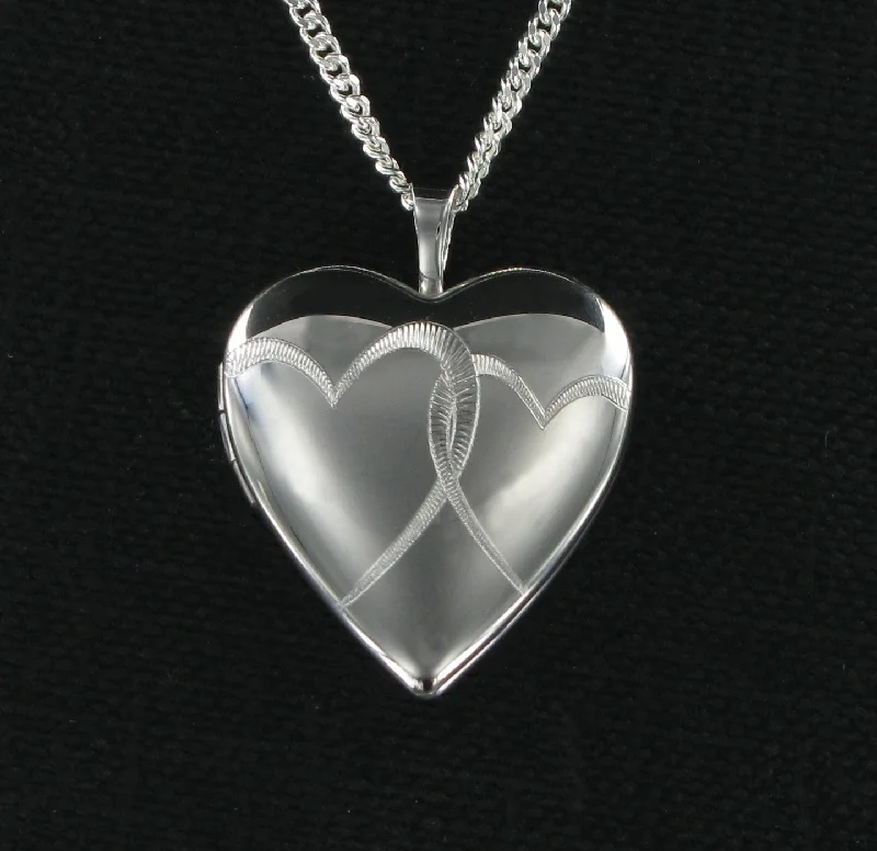 Christmas Star Gazing Twin Hearts Locket & 18" Curb Chain