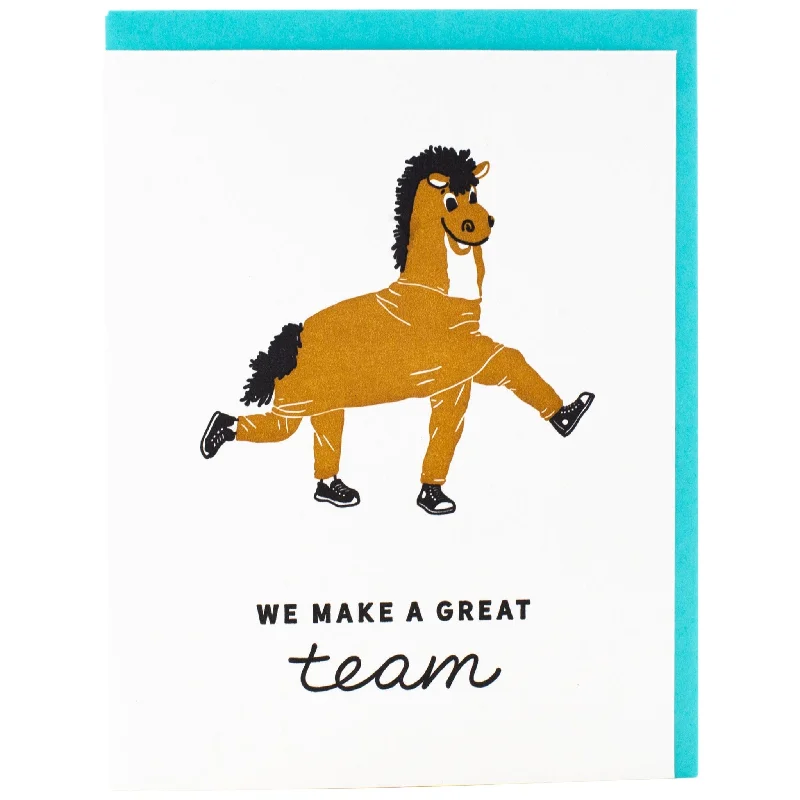 Christmas Winter Nights Magic Two-Person Horse Costume Greeting Card