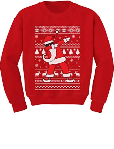 Christmas White Wonderland Ugly Christmas Sweaters Kids Sweatshirt Dabbing Santa Long Sleeve Shirt Large Red