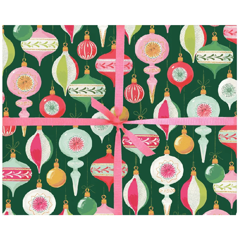 Christmas Wrapped Surprises Vintage Ornaments Gift Wrap